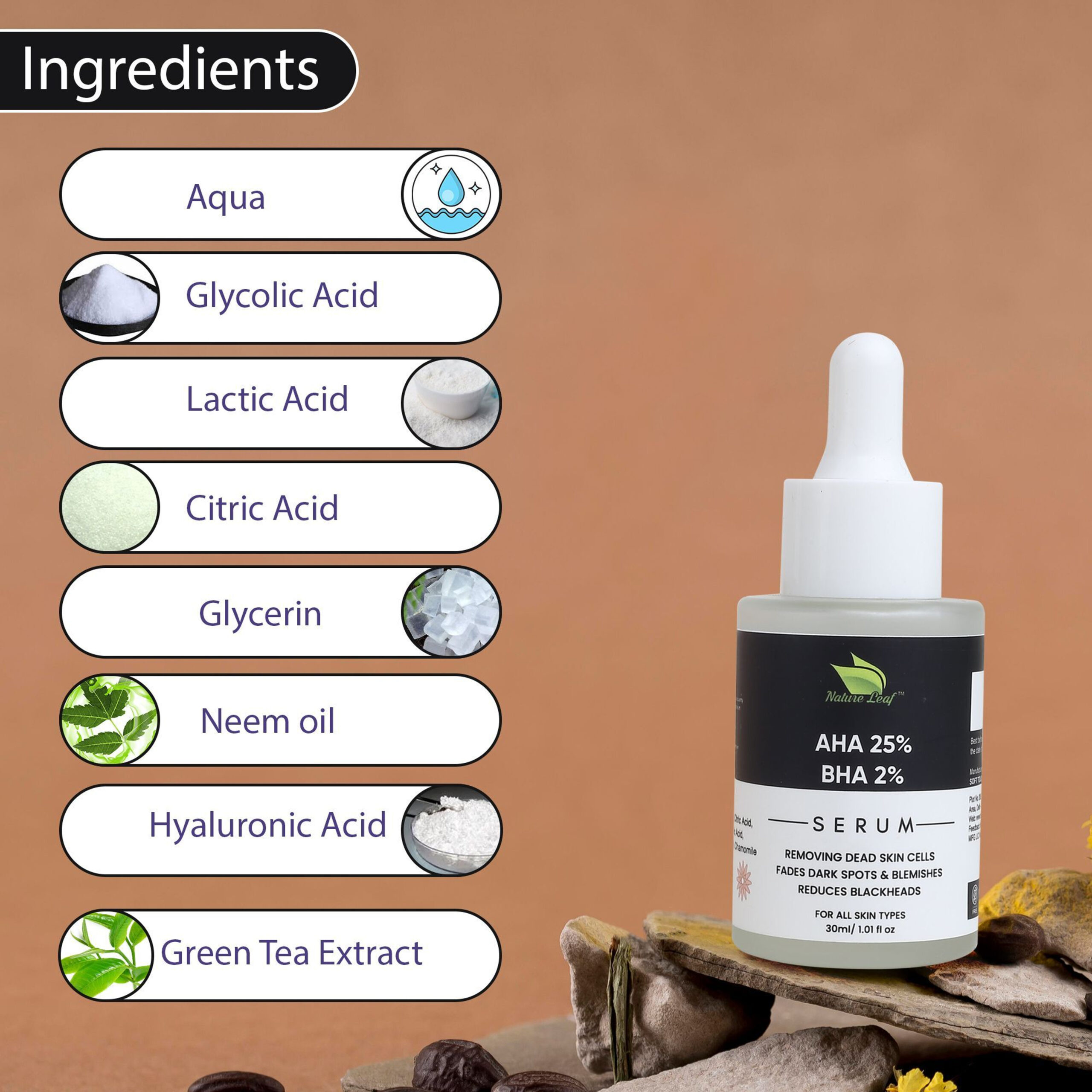AHA BHA FACE SERUM (FROSTED BOTTLE WITH DROPPER) - Image 2