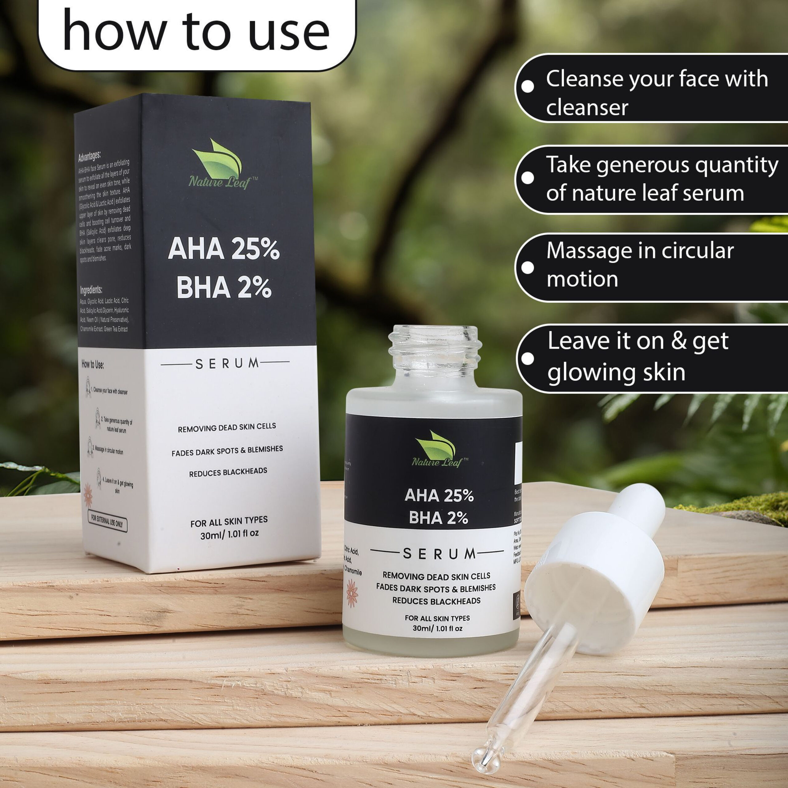 AHA BHA FACE SERUM (FROSTED BOTTLE WITH DROPPER) - Image 3