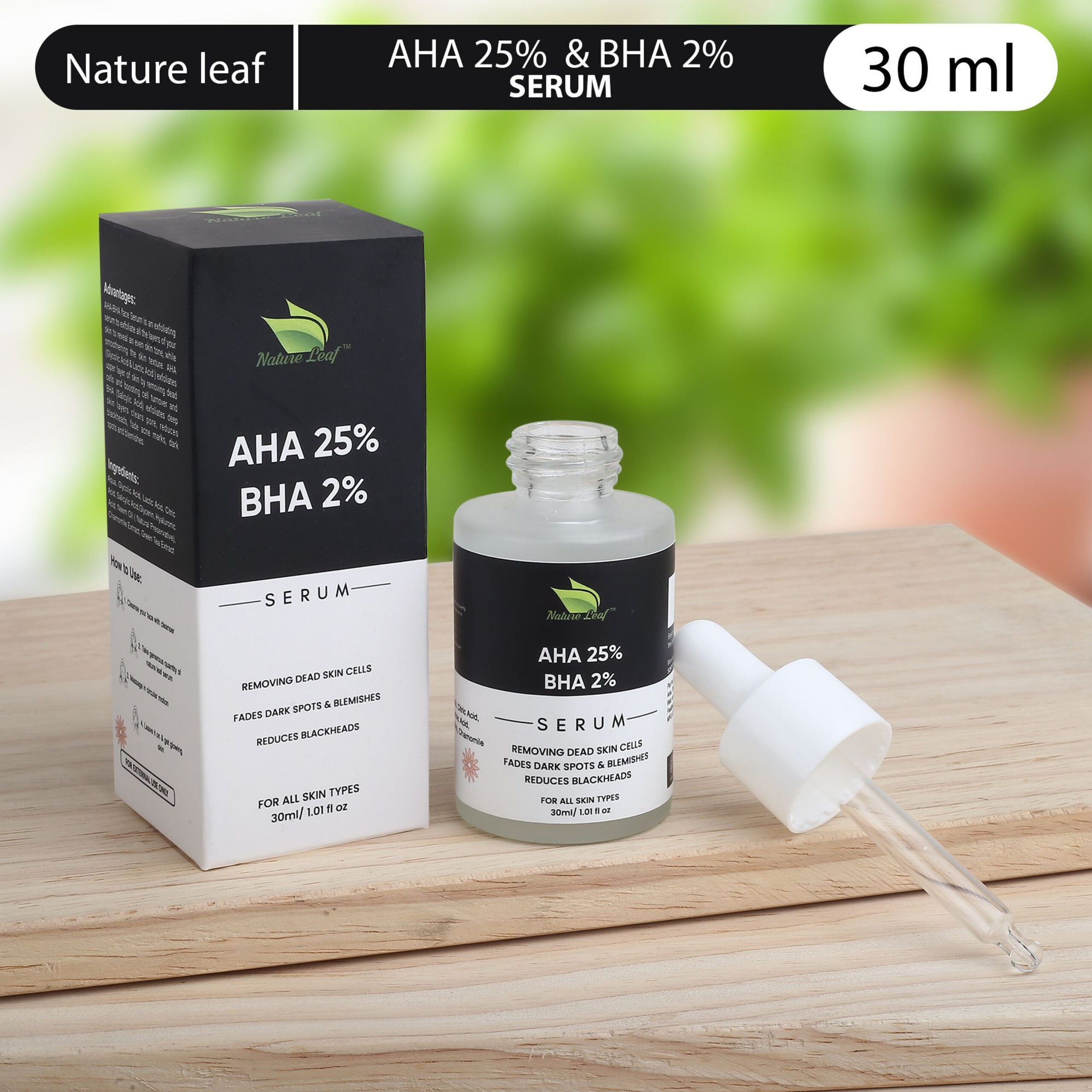 AHA BHA FACE SERUM (FROSTED BOTTLE WITH DROPPER) - Image 4