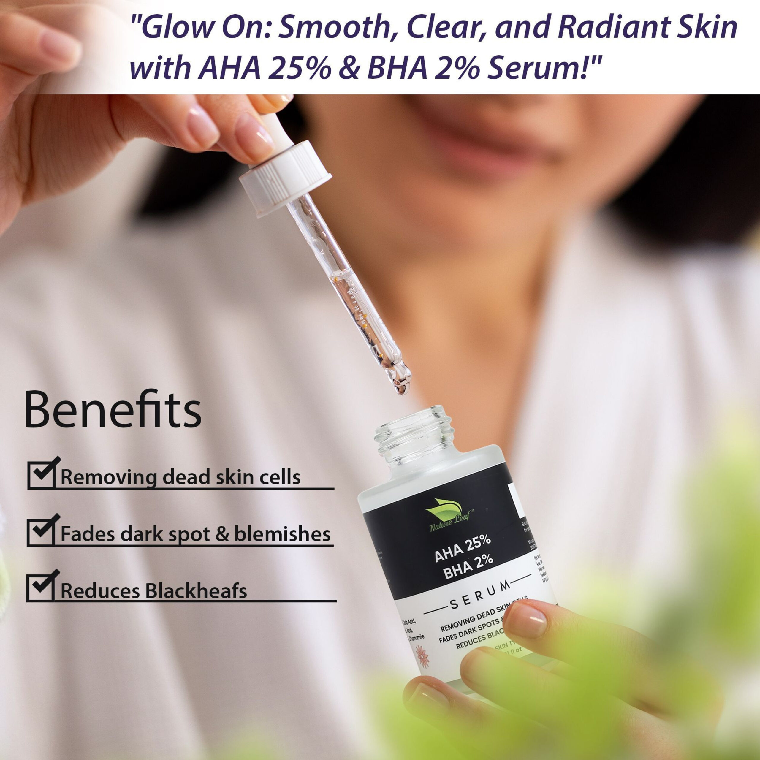 AHA BHA FACE SERUM (FROSTED BOTTLE WITH DROPPER) - Image 5