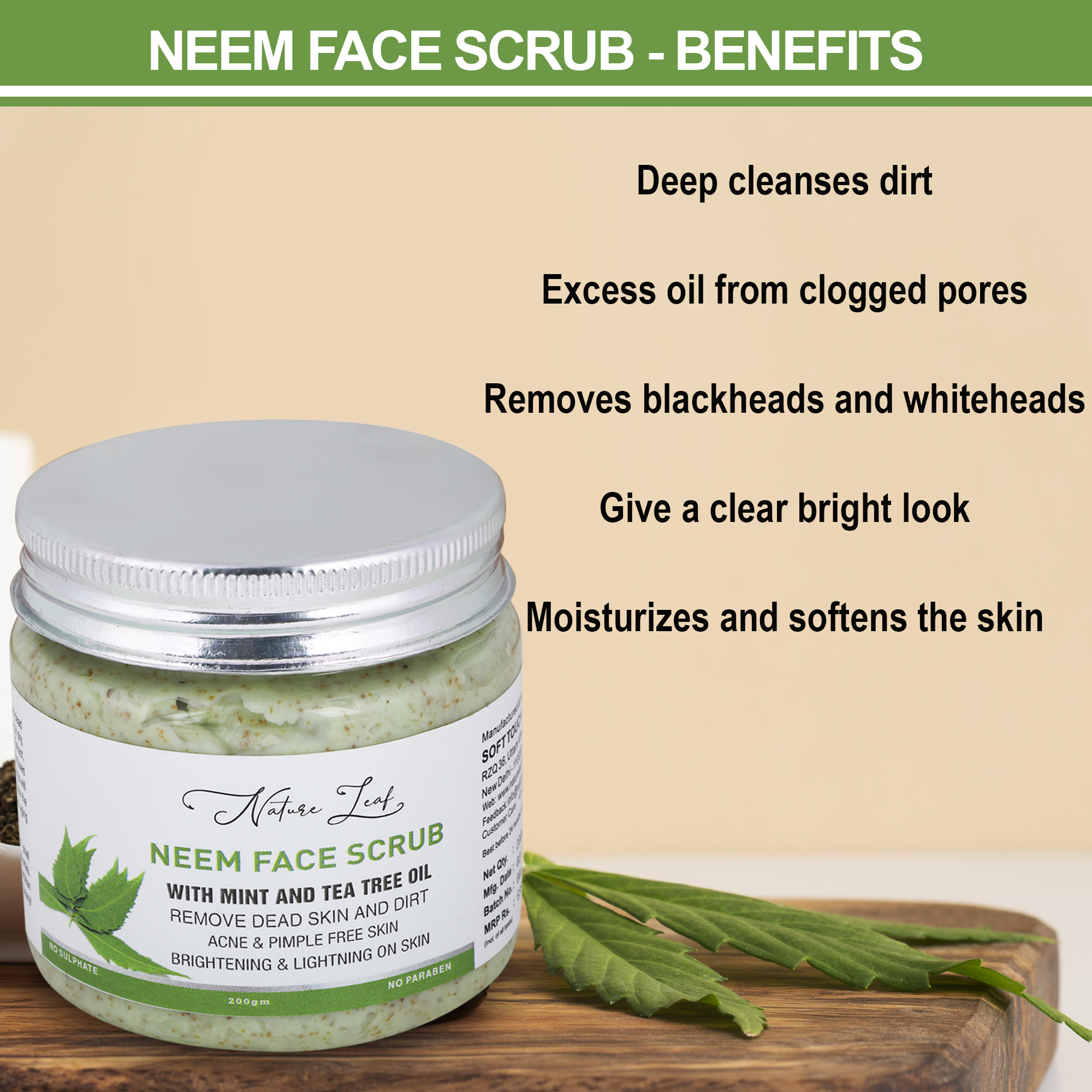 Nature Leaf Neem Scrub for Exfoliation - Image 3