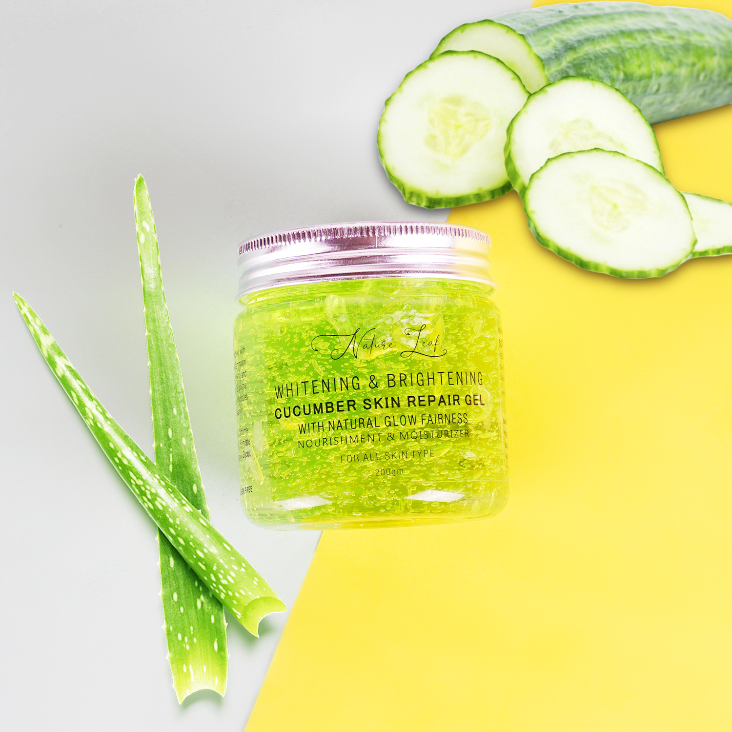 Nature Leaf Whitening & Brightening Cucumber Skin Repair Gel. for Hydration - Image 2