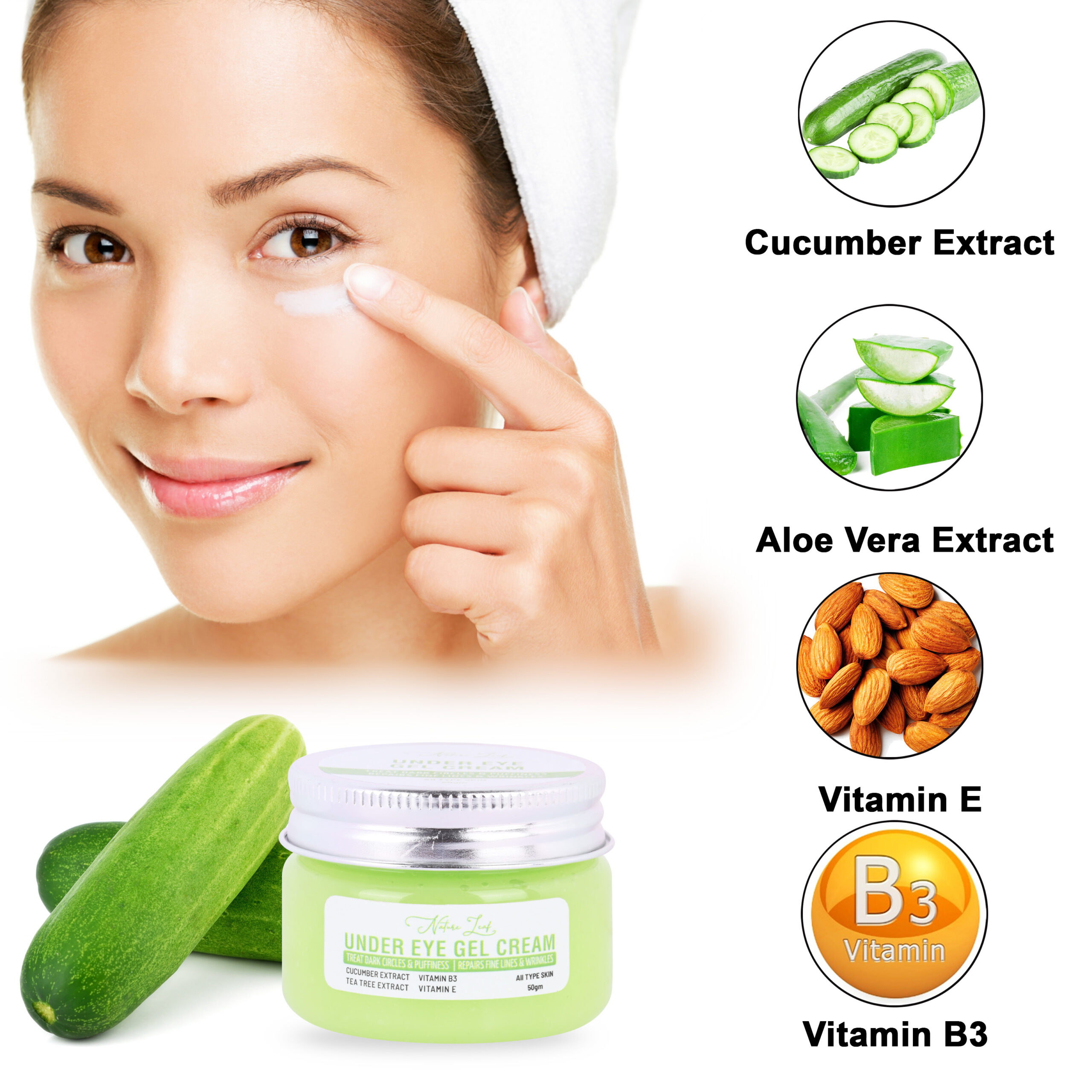 Nature Leaf Under Eye Gel Cream for Hydration - Image 3