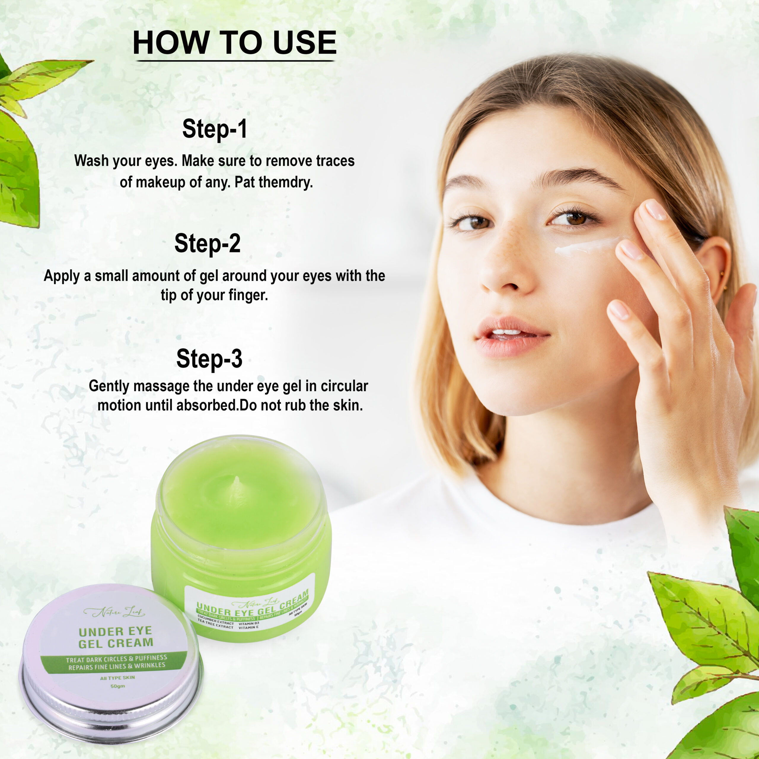 Nature Leaf Under Eye Gel Cream for Hydration - Image 2