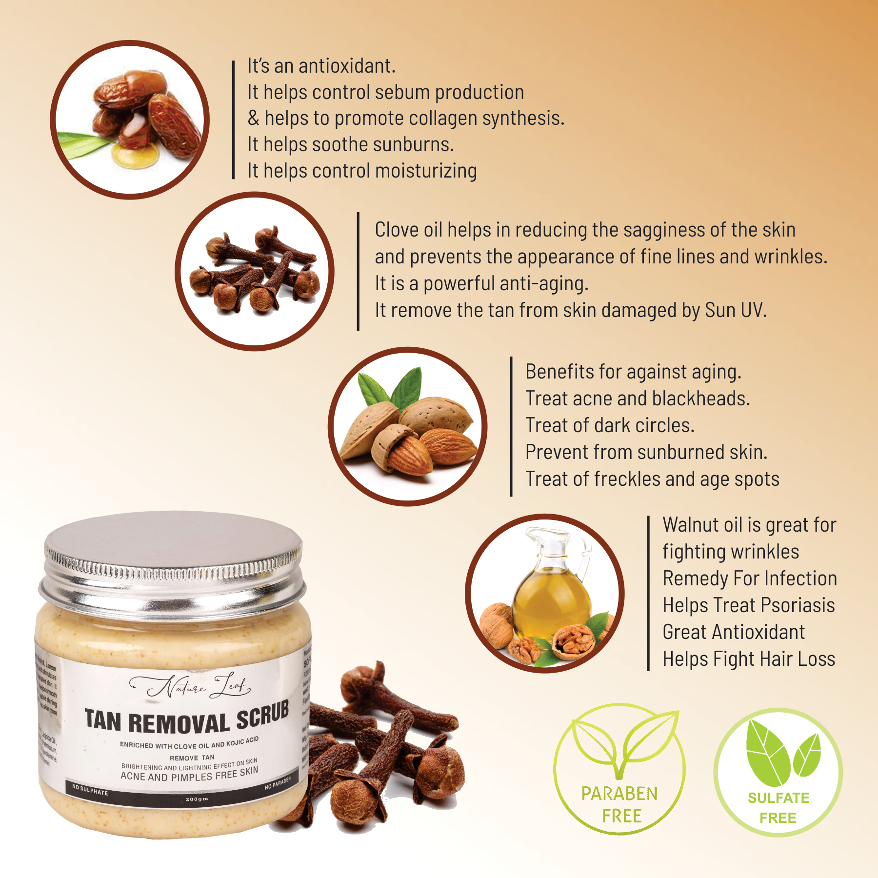 Nature Leaf Tan Removal Scrub for Exfoliation - Image 2
