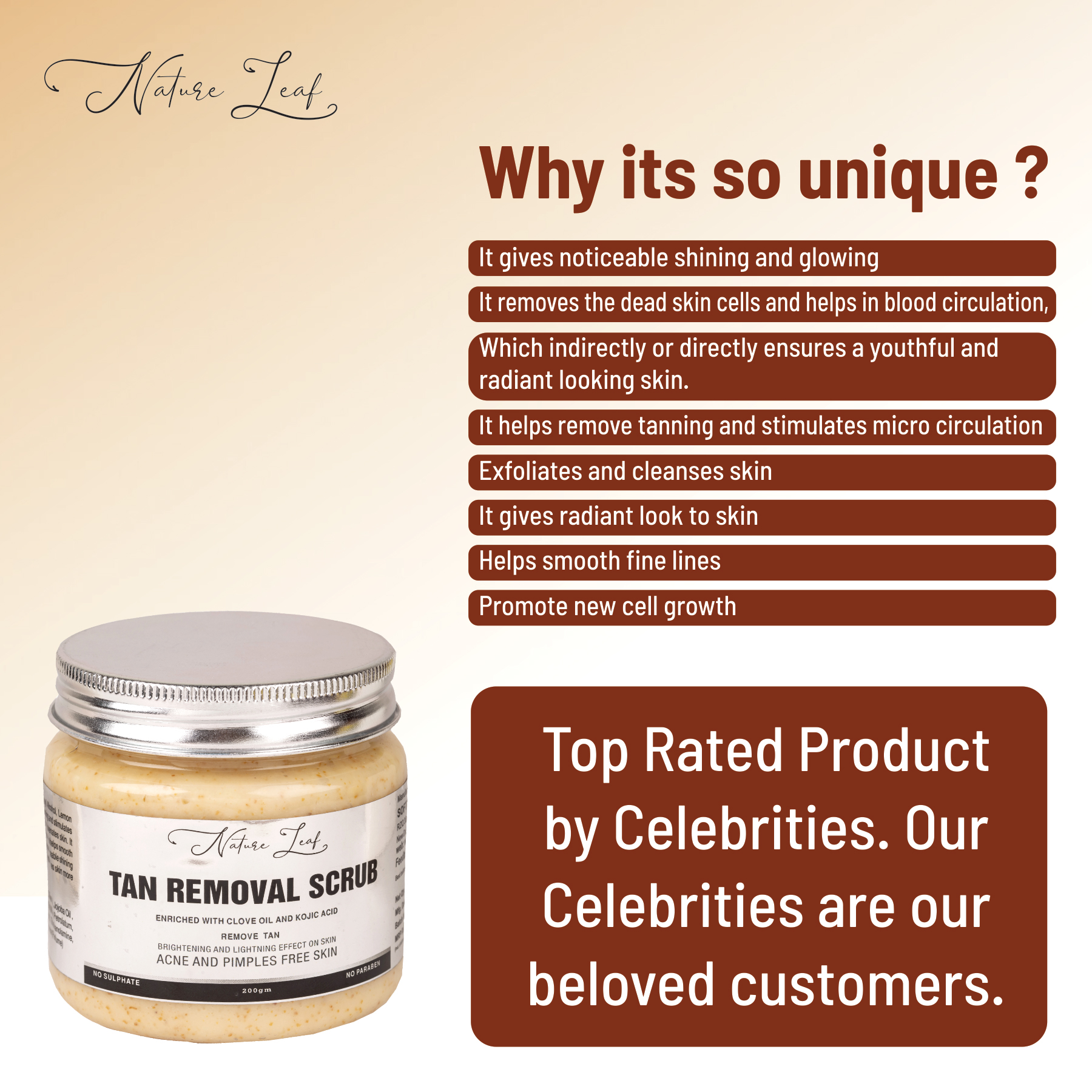 Nature Leaf Tan Removal Scrub for Exfoliation - Image 3