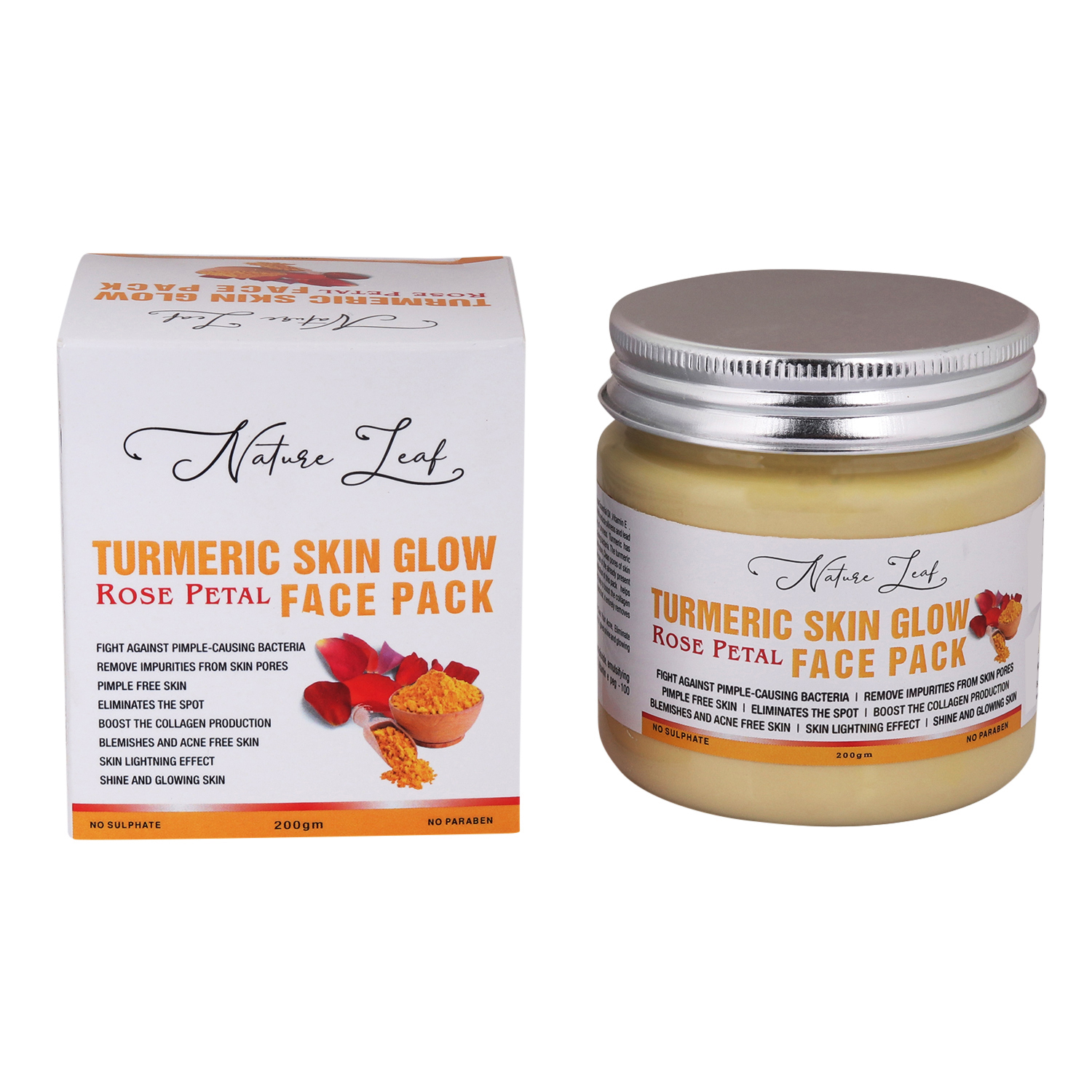 Nature Leaf Rose & Turmric Face Pack - Image 4