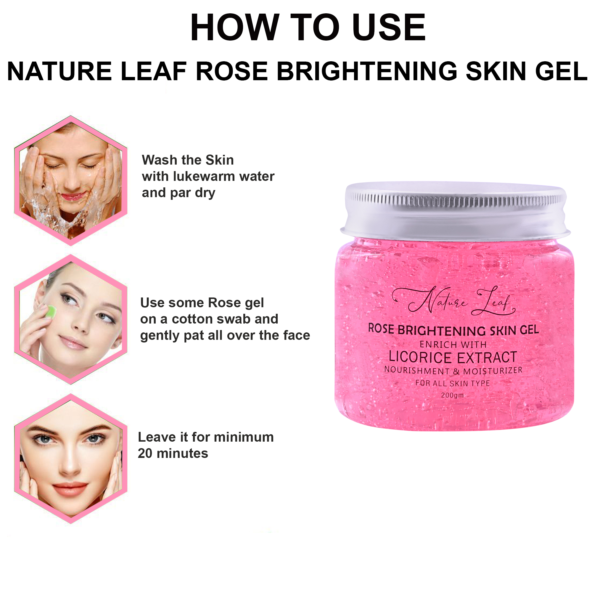 Nature Leaf Rose Brightening Skin Gel for Hydration - Image 4
