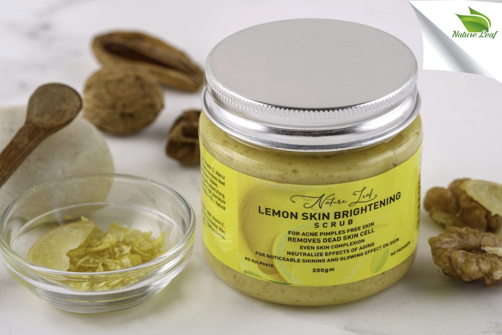 Nature Leaf Lemon Skin Brightening Scrub Infused with Lemon Peel Extract for Exfoliation