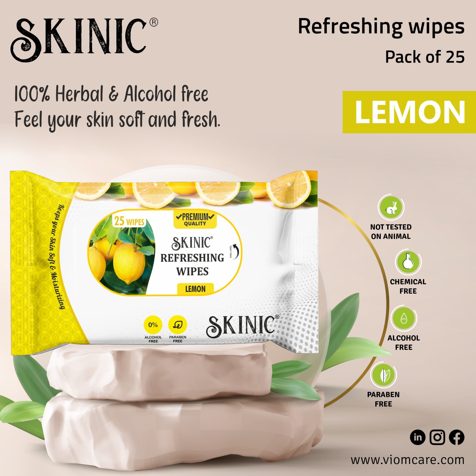 Nature Leaf Skin Refreshing Wipes - Lemon