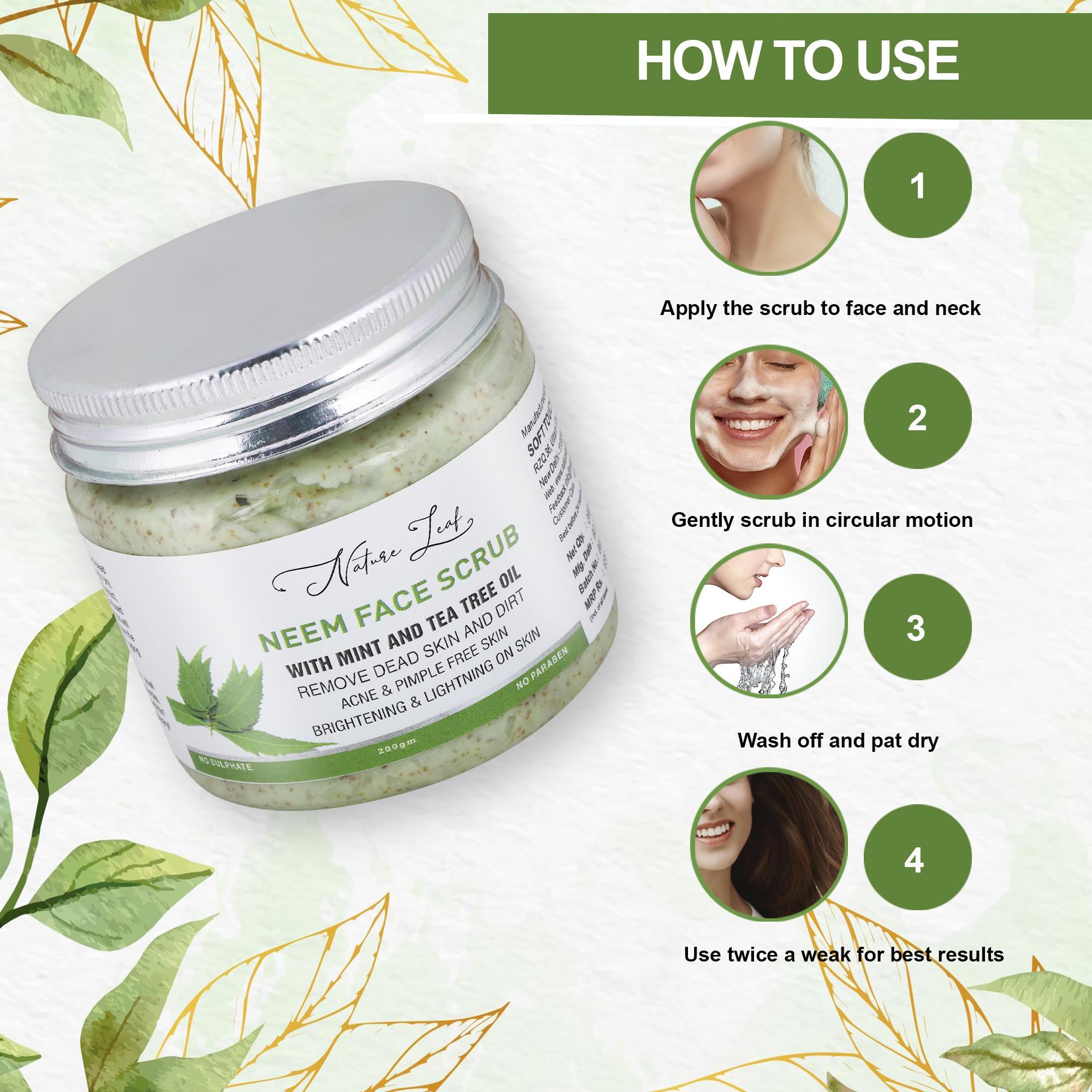 Nature Leaf Neem Scrub for Exfoliation - Image 2