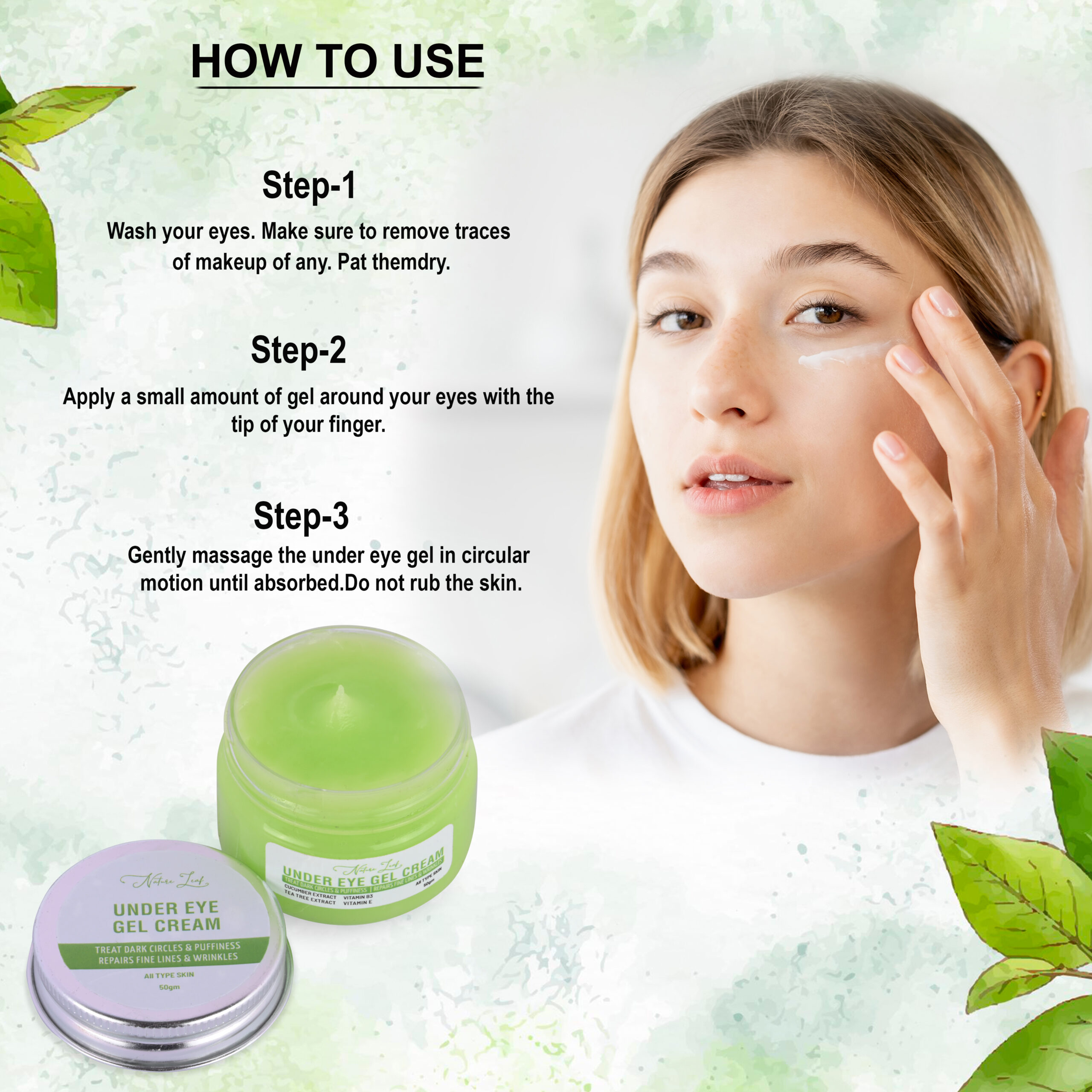 Nature Leaf Under Eye Gel Cream for Hydration - Image 5