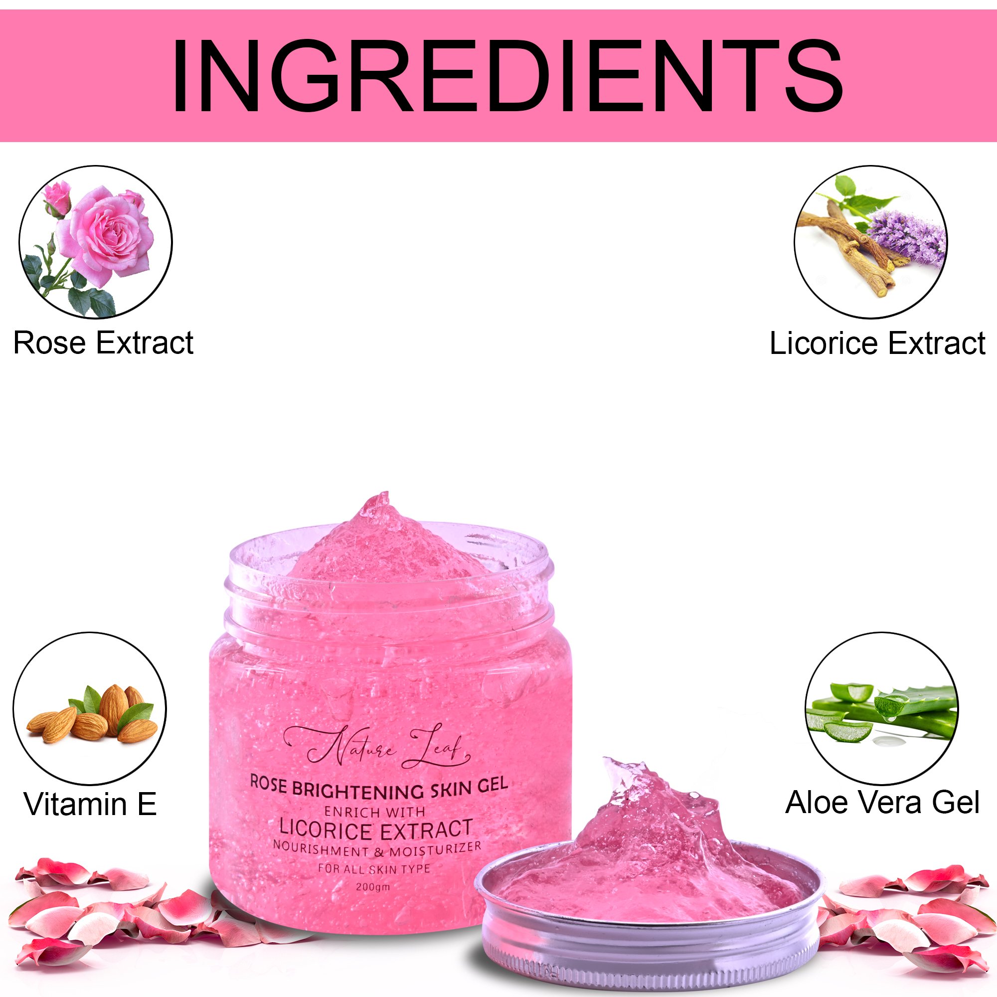 Nature Leaf Rose Brightening Skin Gel for Hydration - Image 5