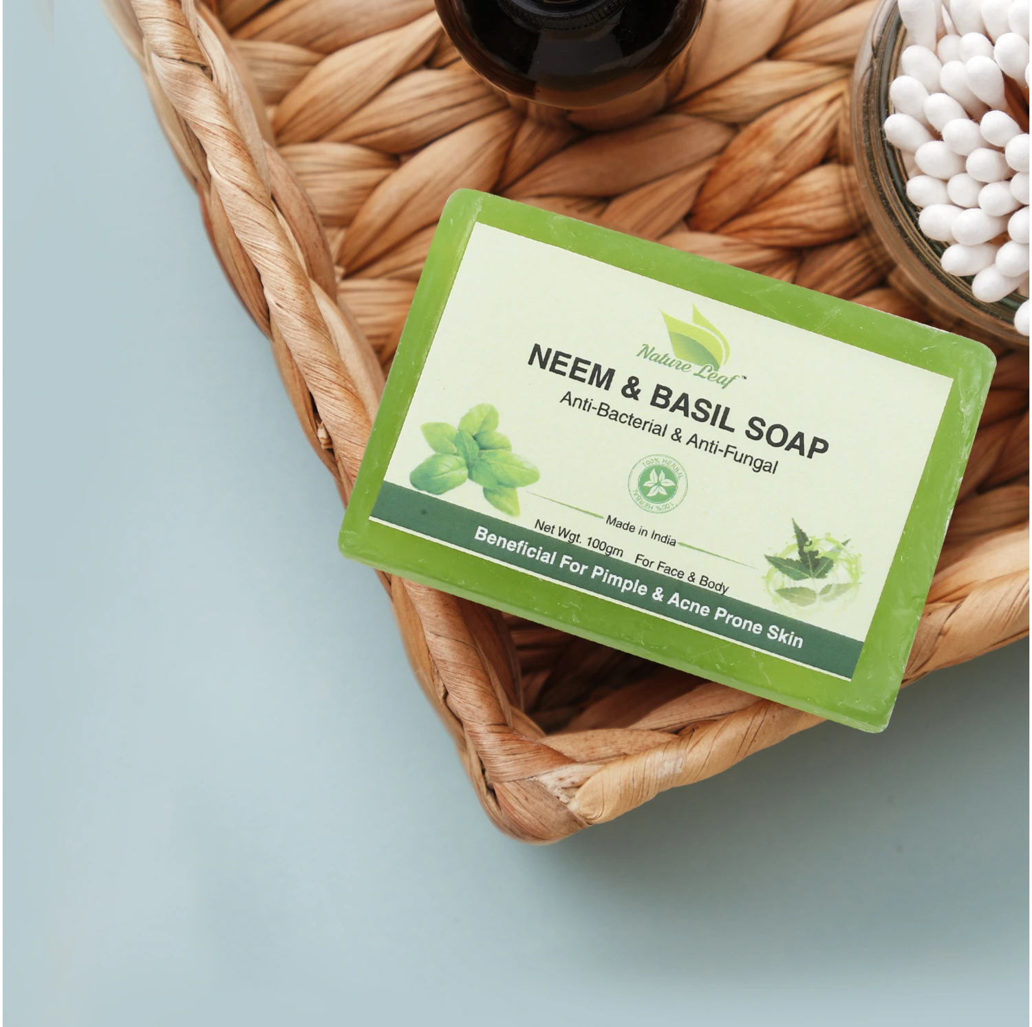 Neem And Basil(Tulsi) Soap (with Outer Box)