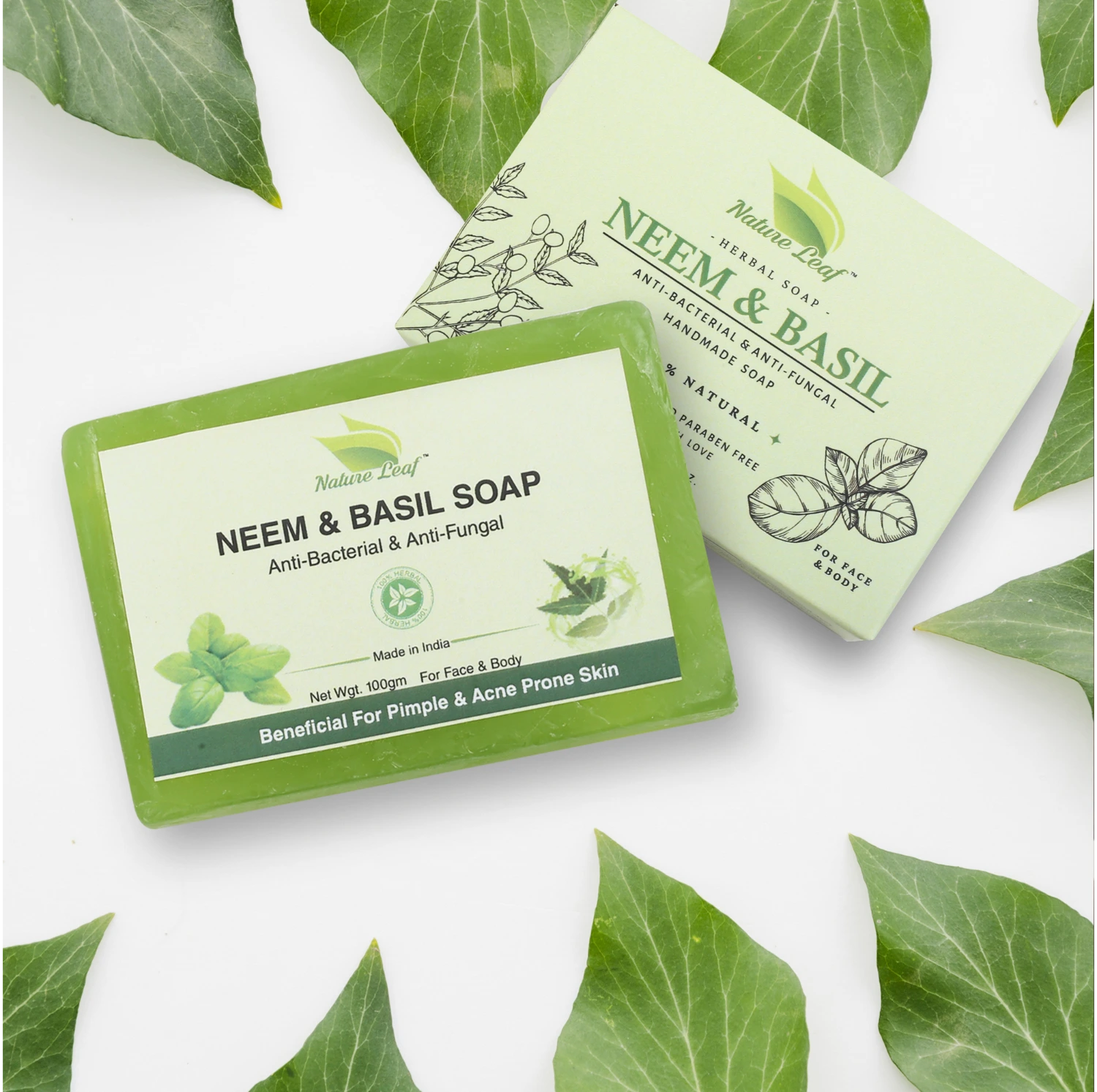 Neem And Basil(Tulsi) Soap (with Outer Box) - Image 4